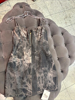 Brown Abstract Mini Dress